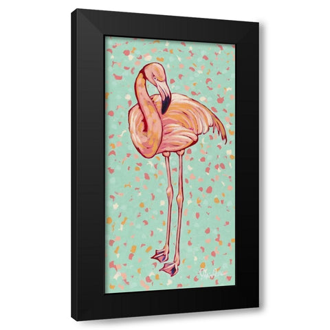 Flamingo panel I Black Modern Wood Framed Art Print by Augustine, Jodi
