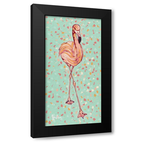Flamingo panel II Black Modern Wood Framed Art Print with Double Matting by Augustine, Jodi