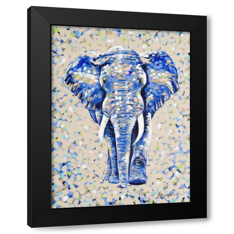 Peanut Elephant Black Modern Wood Framed Art Print by Augustine, Jodi