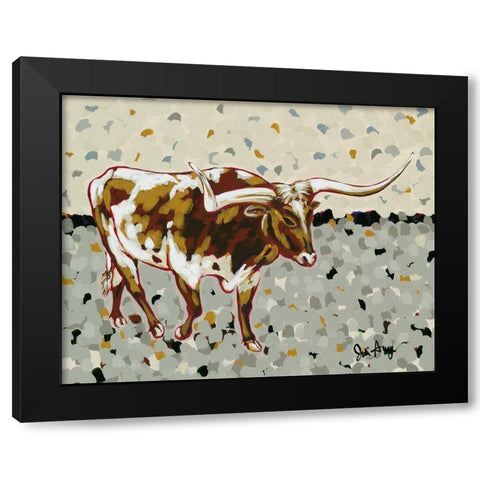 Longhorn Steer Black Modern Wood Framed Art Print with Double Matting by Augustine, Jodi