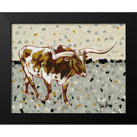 Longhorn Steer Black Modern Wood Framed Art Print by Augustine, Jodi