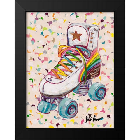 Retro Rainbow Black Modern Wood Framed Art Print by Augustine, Jodi