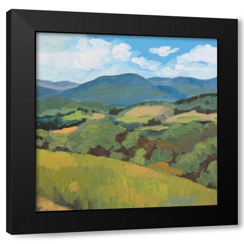 Green Hills square Black Modern Wood Framed Art Print with Double Matting by Wentzell, Kristina