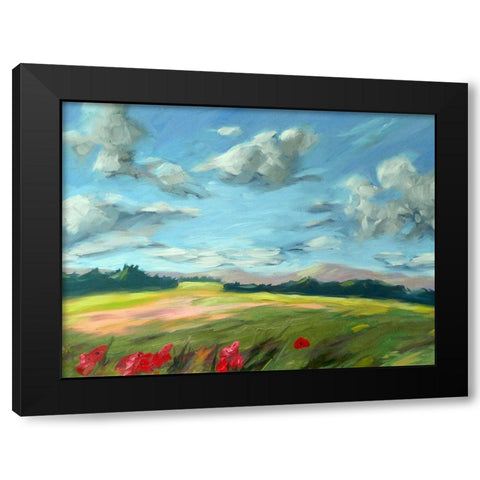 Scarlet Meadow green Black Modern Wood Framed Art Print by Wentzell, Kristina