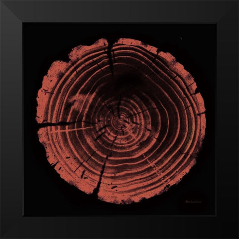 Tree Trunk peach on black Black Modern Wood Framed Art Print by Cusson, Marie Elaine