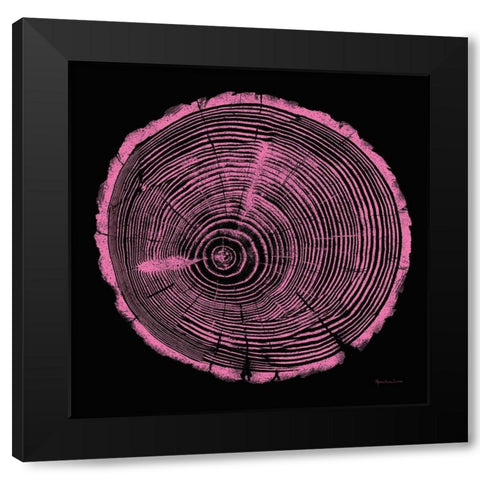 Tree Trunk pink on black Black Modern Wood Framed Art Print with Double Matting by Cusson, Marie Elaine
