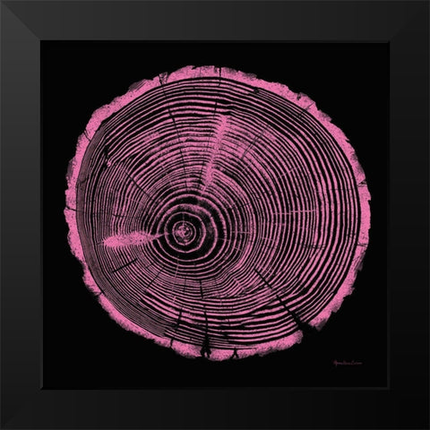 Tree Trunk pink on black Black Modern Wood Framed Art Print by Cusson, Marie Elaine