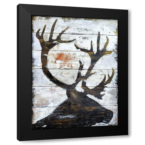 Wild Caribou portrait Black Modern Wood Framed Art Print by Cusson, Marie Elaine