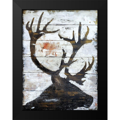 Wild Caribou portrait Black Modern Wood Framed Art Print by Cusson, Marie Elaine