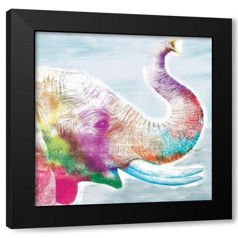 Colorful Elephant Black Modern Wood Framed Art Print with Double Matting by Cusson, Marie Elaine