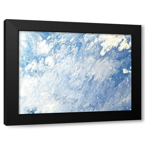 Earth Blues Abstract landscape Black Modern Wood Framed Art Print by Cusson, Marie Elaine