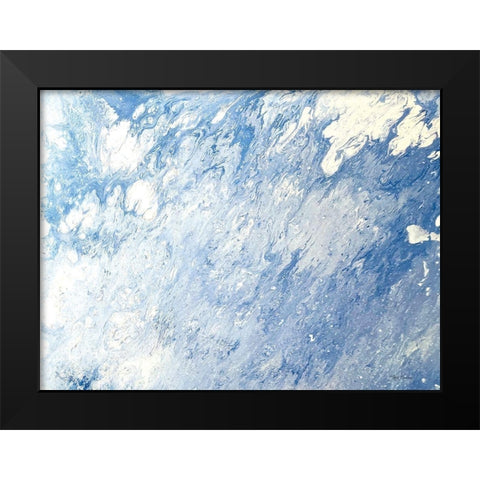 Earth Blues Abstract landscape Black Modern Wood Framed Art Print by Cusson, Marie Elaine