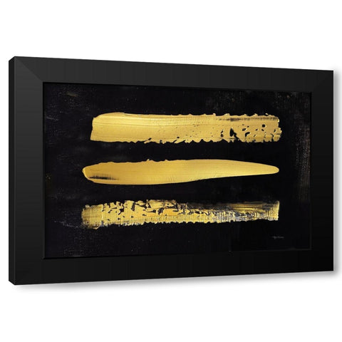 Golden Stripes I Black Modern Wood Framed Art Print by Cusson, Marie Elaine