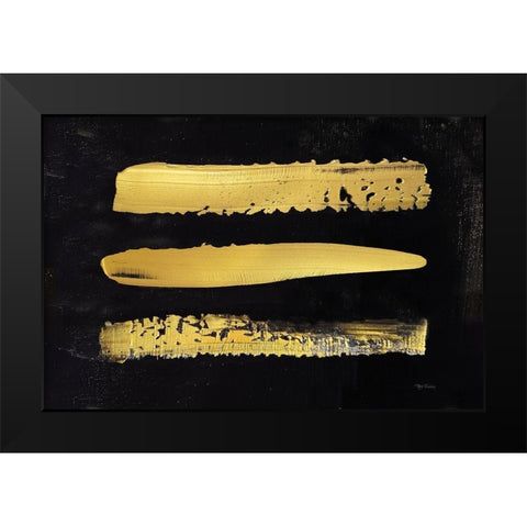 Golden Stripes I Black Modern Wood Framed Art Print by Cusson, Marie Elaine
