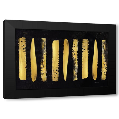 Golden Stripes II Black Modern Wood Framed Art Print with Double Matting by Cusson, Marie Elaine