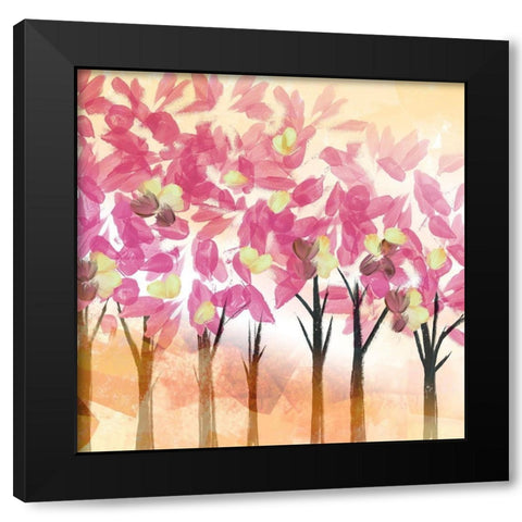 Pink Trees Black Modern Wood Framed Art Print with Double Matting by Northern Lights