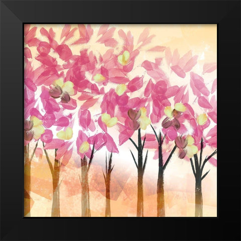 Pink Trees Black Modern Wood Framed Art Print by Northern Lights