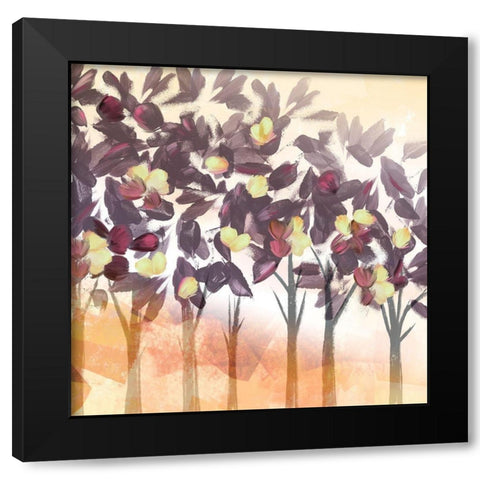Pink Trees dark Black Modern Wood Framed Art Print by Northern Lights