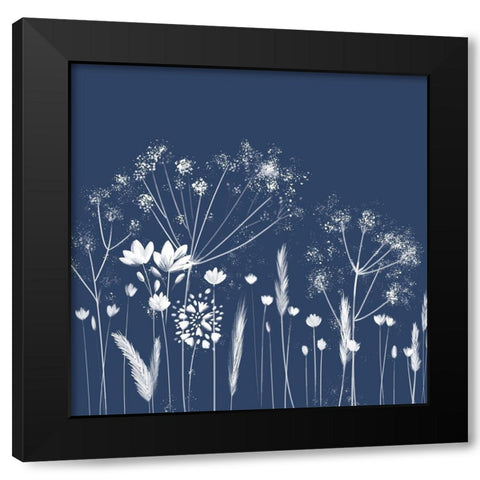Indigo Flowers I Black Modern Wood Framed Art Print by Northern Lights
