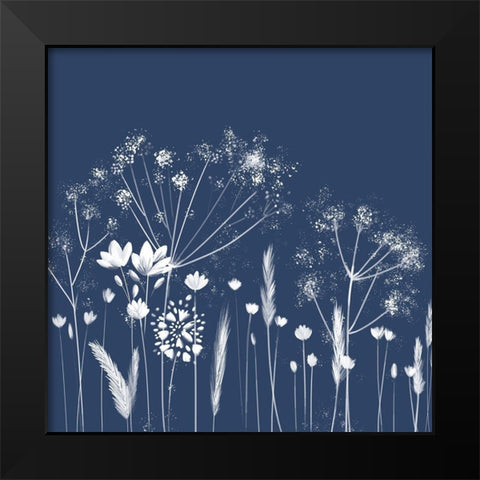 Indigo Flowers I Black Modern Wood Framed Art Print by Northern Lights