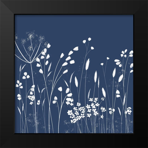 Indigo Flowers II Black Modern Wood Framed Art Print by Northern Lights