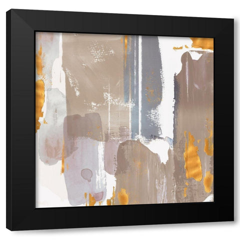 Icescape Abstract Grey Gold I Black Modern Wood Framed Art Print with Double Matting by Northern Lights