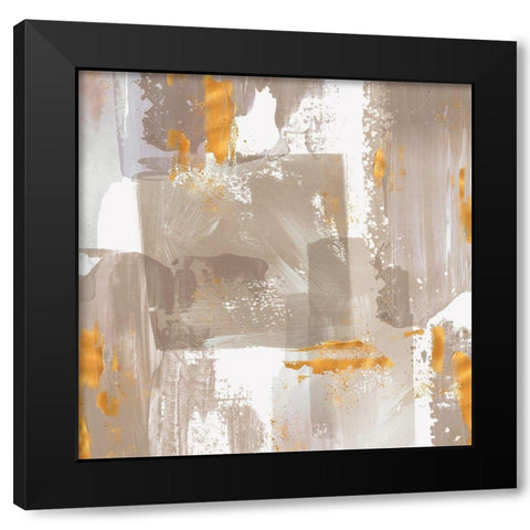 Icescape Abstract Grey Gold II Black Modern Wood Framed Art Print by Northern Lights