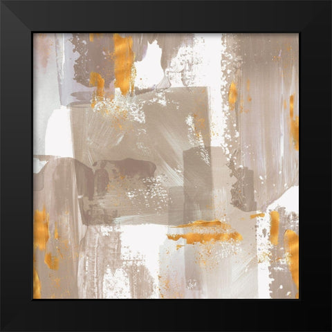 Icescape Abstract Grey Gold II Black Modern Wood Framed Art Print by Northern Lights