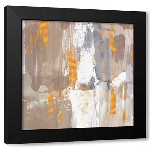 Icescape Abstract Grey Gold III Black Modern Wood Framed Art Print with Double Matting by Northern Lights