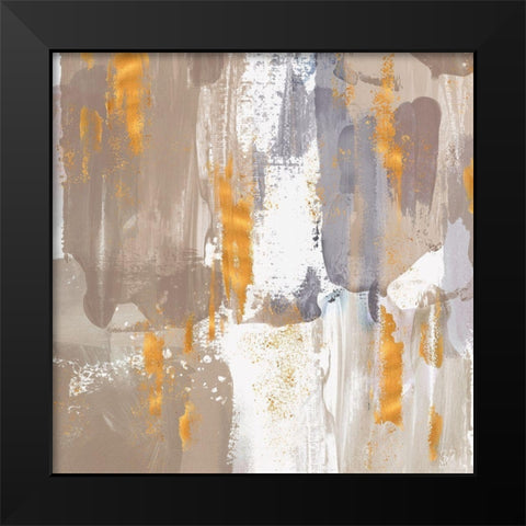 Icescape Abstract Grey Gold III Black Modern Wood Framed Art Print by Northern Lights