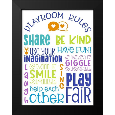 Playroom Rules portrait Black Modern Wood Framed Art Print by Reed, Tara