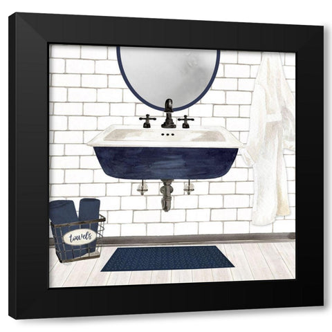 Farmhouse Bath II navy-Sink Black Modern Wood Framed Art Print with Double Matting by Reed, Tara