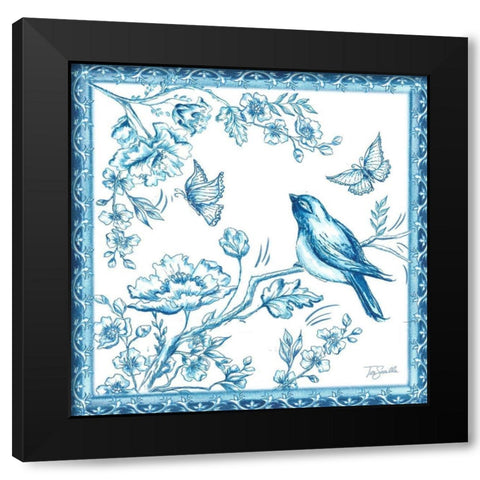 Chinoiserie Tile II Black Modern Wood Framed Art Print with Double Matting by Tre Sorelle Studios