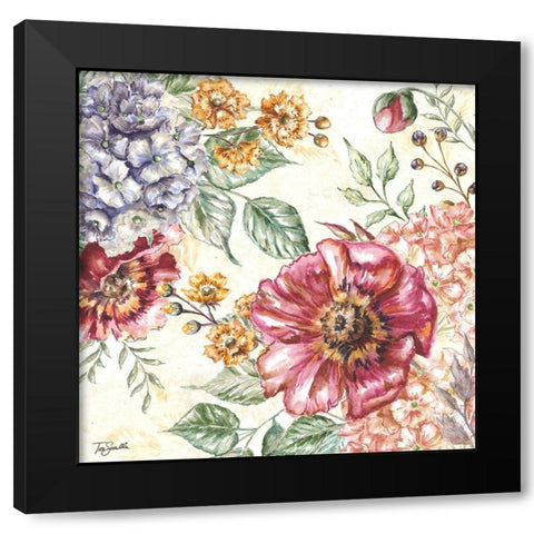 Wildflower Medley square II Black Modern Wood Framed Art Print with Double Matting by Tre Sorelle Studios