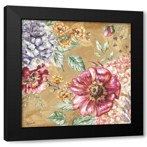 Wildflower Medley square gold II Black Modern Wood Framed Art Print with Double Matting by Tre Sorelle Studios