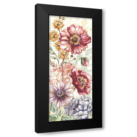 Wildflower Medley panel cream I Black Modern Wood Framed Art Print with Double Matting by Tre Sorelle Studios