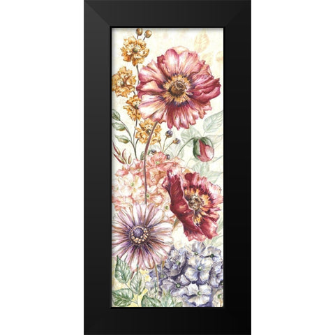 Wildflower Medley panel cream I Black Modern Wood Framed Art Print by Tre Sorelle Studios