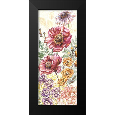 Wildflower Medley panel cream II Black Modern Wood Framed Art Print by Tre Sorelle Studios