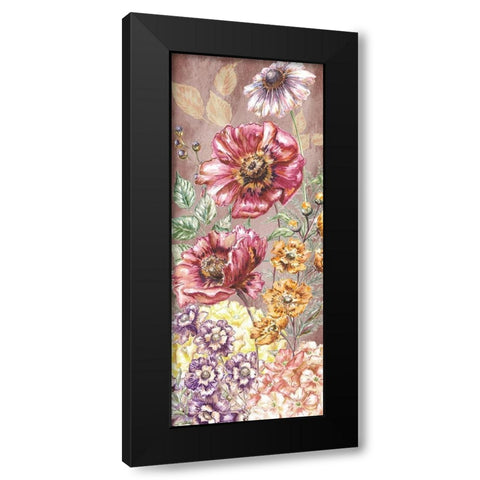 Wildflower Medley panel gold II Black Modern Wood Framed Art Print with Double Matting by Tre Sorelle Studios