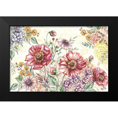 Wildflower Medley Landscape Black Modern Wood Framed Art Print by Tre Sorelle Studios