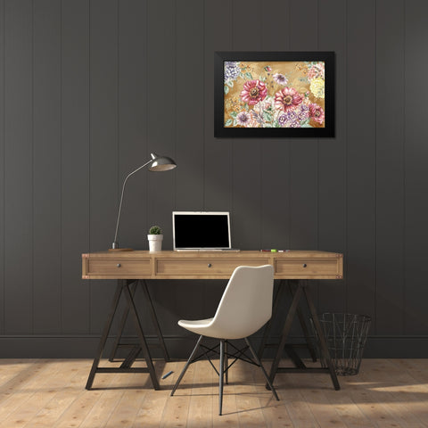 Wildflower Medley Landscape on rust Black Modern Wood Framed Art Print by Tre Sorelle Studios