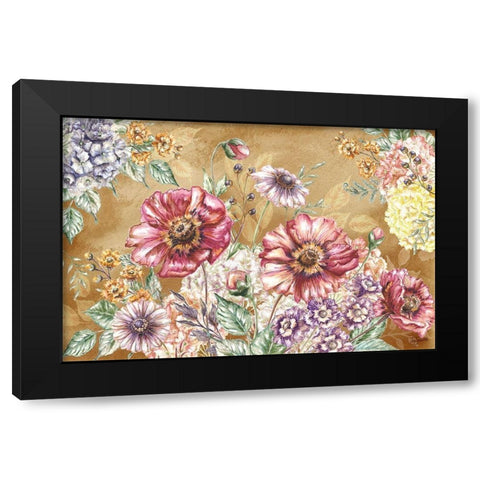 Wildflower Medley Landscape on rust Black Modern Wood Framed Art Print with Double Matting by Tre Sorelle Studios