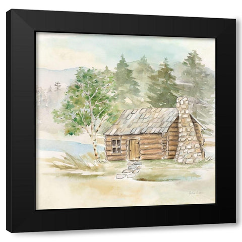 Woodland Reflections I-Log Cabin Black Modern Wood Framed Art Print by Coulter, Cynthia