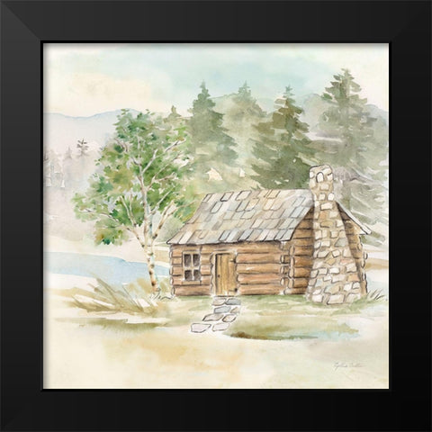 Woodland Reflections I-Log Cabin Black Modern Wood Framed Art Print by Coulter, Cynthia