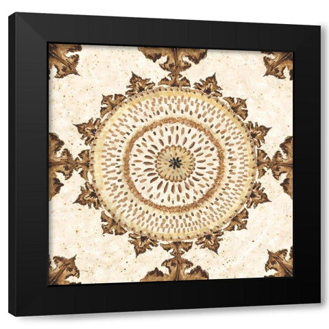 Warm Tribal Texture Medallion I Black Modern Wood Framed Art Print with Double Matting by Tre Sorelle Studios