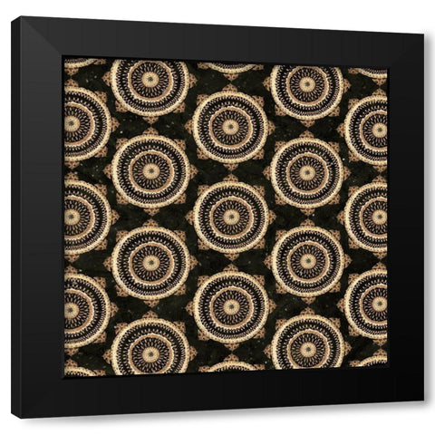 Warm Tribal Texture Medallion repeat II Black Modern Wood Framed Art Print with Double Matting by Tre Sorelle Studios