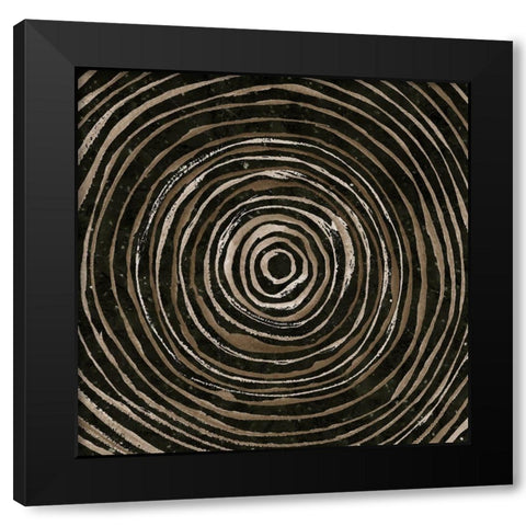 Warm Tribal Texture Spiral II Black Modern Wood Framed Art Print with Double Matting by Tre Sorelle Studios