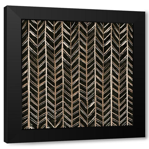 Warm Tribal Texture Chevron black Black Modern Wood Framed Art Print with Double Matting by Tre Sorelle Studios