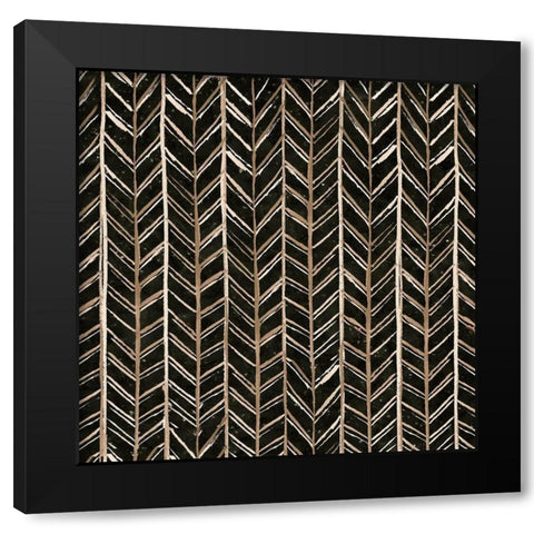 Warm Tribal Texture Chevron black Black Modern Wood Framed Art Print by Tre Sorelle Studios