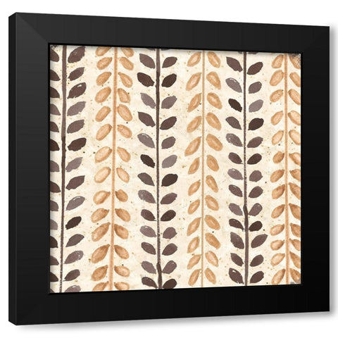 Warm Tribal Texture Botanicals I Black Modern Wood Framed Art Print with Double Matting by Tre Sorelle Studios